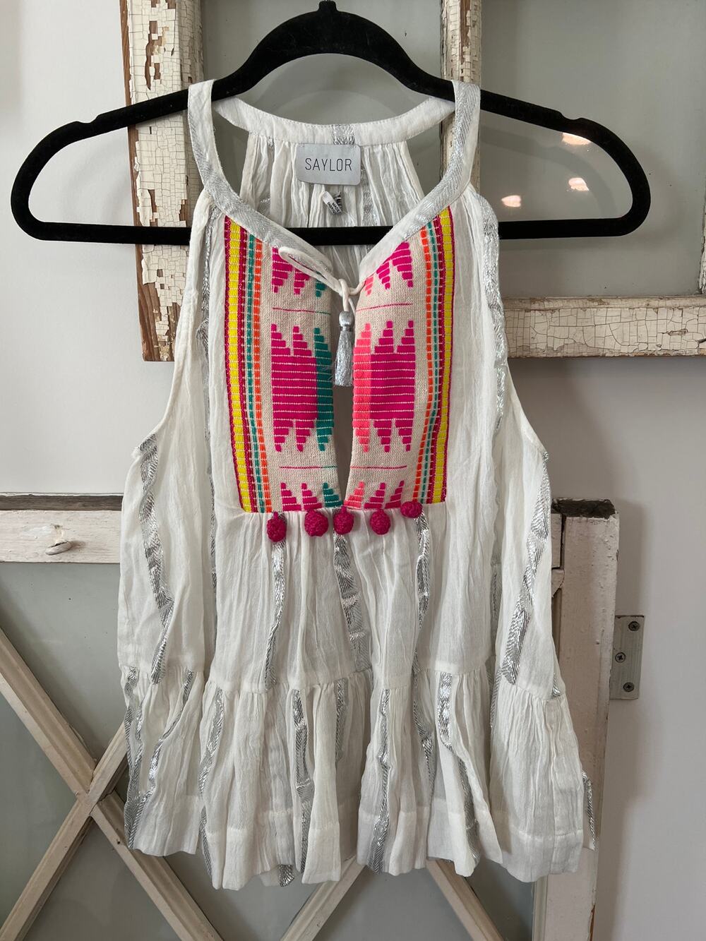 NWT Saylor size XS boho tank top metallic threads